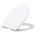 Toilet Seat,Round Toilet Seat with Quiet Close, Quick Release Hinges,Slow Close Toilet Seat and Non-Slip Bumpers, Easy to Install and Clean, Never Loosens-Fits Most Round Toilets,White