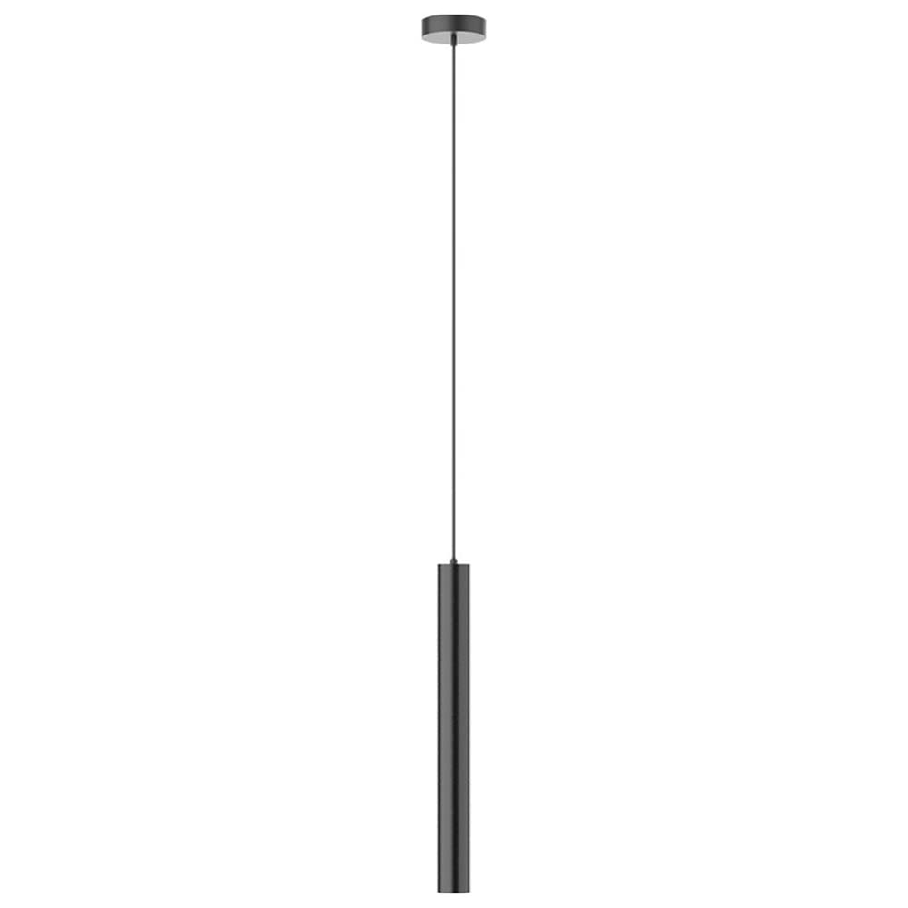 Chandelier suspendu LED noir tube cylindrique alu pour éclairage îlot de cuisine