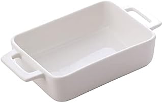 Yardwe Ceramics Baking Dish Rectangular Casserole Dish Set Lasagna Pans Casserole Pan Individual Bakeware for Dinner Kitchen Home White