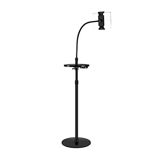 Thingy Club Adjustable Aluminium height-adjustable gooseneck compatible with iPad/Tablet/Phone Mount Holder Floor Stand (Black)