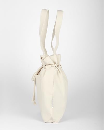 Harry Kritz Women's Canvas Tote Bag with Drawstring 100% Organic Cotton Tote for College & Daily Use, Beige