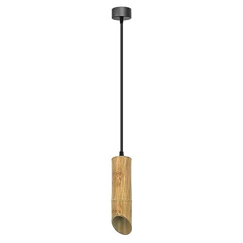 Image of LEDSone Nordic Long Tube Hanging Lamp Bamboo Tube Shape GU10 Cylinder Design Pendant Light Minimalist Creative Ceiling Lamp Modern Lighting (Size 35CM Warm White, 1 Pack)
