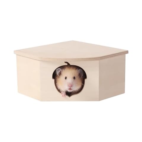 tafit Natural Wooden Hamster House Hideout Small Animals Habitat Exploring Toys for Dwarf Hamster, Syrian Hamster, Gerbils, Mice, Rats, Hedgehog, Lemmings (Chestnut Shape Hole) Cover