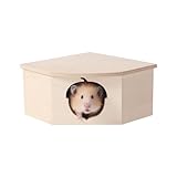 tafit Natural Wooden Hamster House Hideout Small Animals Habitat Exploring Toys for Dwarf Hamster, Syrian Hamster, Gerbils, Mice, Rats, Hedgehog, Lemmings (Chestnut Shape Hole)
