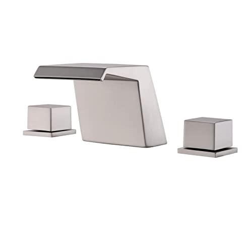 Liweike Waterfall Roman Tub Faucet Brushed Nickel Deck Mount Three Hole Double Handle With Tub Filler Faucet For High Flow #TOP17