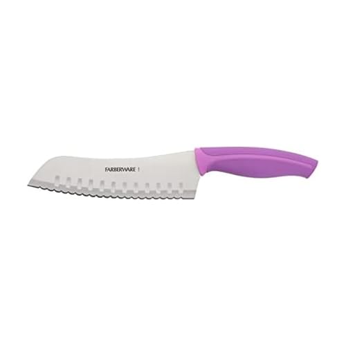 Farberware Precise Slice Serrated Santoku Knife, 7 Inch, Purple - image 1