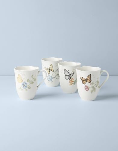 Image of Lenox Butterfly Meadow Porcelain Mug Set for 4, 12oz