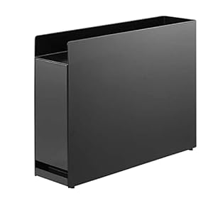 山崎実業(Yamazaki) 【 完成品 ストッパーのみ要取付 】 隠せる 調味料ラック ブラック 約W12.5×D50~93×H36.7cm タワー tower コンロ横 調味料ホルダー 引き出し式 6004" 