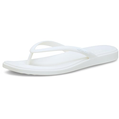 Crocs Womens Miami Flip Flops Chalk 8 Medium