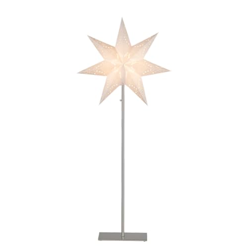 STAR Stern Sensy Stehleuchte – Weihnachtsstern-Dekoleuchte auf Ständer, 83 cm hoch, weiß, E14-Fassung, für den Innenbereich, 180 cm Kabel, IP20 – Festliche Wohnzimmerdekoration