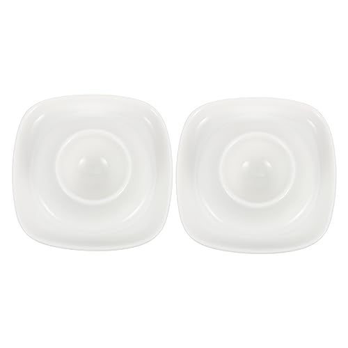 Unomor 1 Set 2pcs Ceramic Egg Tray Easter Egg Stand Hard Boiled Egg Cup Egg Poacher Cups Porcelain Egg Cups Egg Cup Tray Egg Stands Egg Topper Soft Boiled Egg Cups Soft Egg Ceramics White