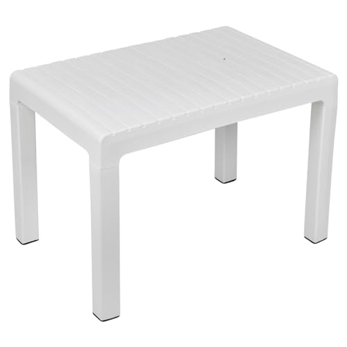 URBN GARDEN Table basse en plastique léger pour terrasse, balcon, jardin, 40 x 60 cm (blanc)