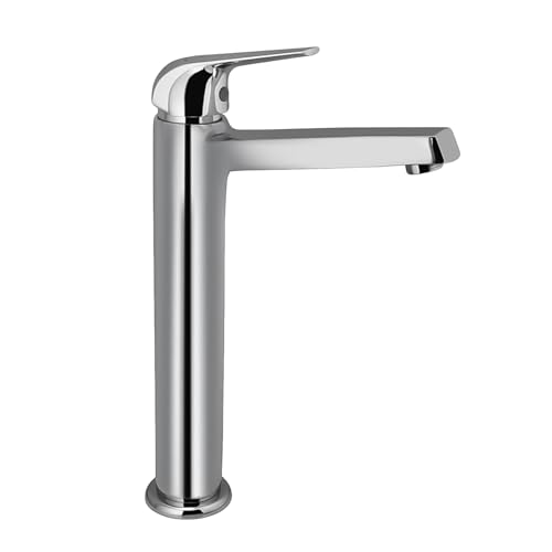 Image of Jaquar 600mm Long Braided Hoses Single Lever Tall Boy Bathroom Faucet - Without Popup Waste System, Premium Modern Design, Sliver, Chrome Finish