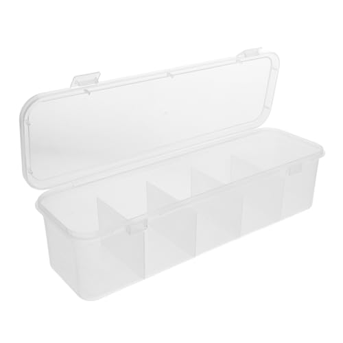 VOSAREA Tea Bag Organizer Teabag Holder Organizer 5 Compartments Tea Storage Box Station Bin for Coffee Station Sugar Packet Sweeteners Beverage Supplies Clear