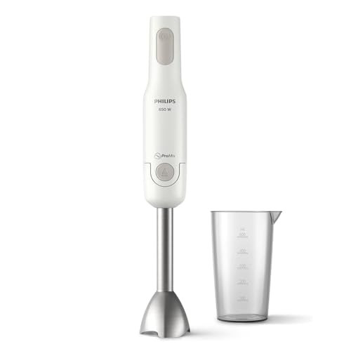 Philips Collection Daily Blender Mixeur Plongeant ProMix - Puissance 650 W, Technologie Anti-Éclaboussures, Design Ergonomique, Système de Déverrouillage à un Bouton (HR2534/00)