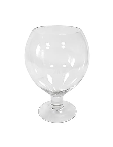 Vase ballon en verre 18 x 25 cm sur pied - Transparent - Taille Unique