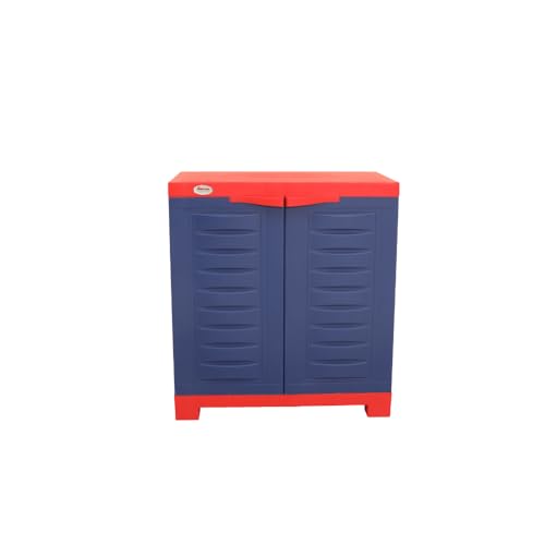 Image of Oaknest Supreme Fusion-01 Plastic Storage Cabinet | Compact & Multipurpose Storage Solution | Waterproof, Durable & Lightweight | Ideal for Home, Office & Garage | Red and Blue