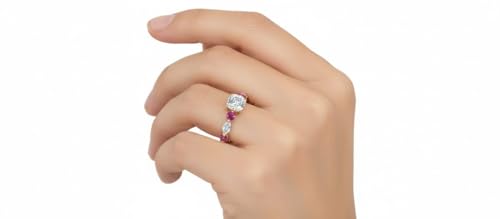 Image of 55Carat Choose Your Gemstone Marquise and Round Eternity Engagement Ring Yellow Gold Plated Cushion Shape Side Stone Engagement Rings Lightweight Office Wear Everyday Gift Jewelry US Size 4 to 12