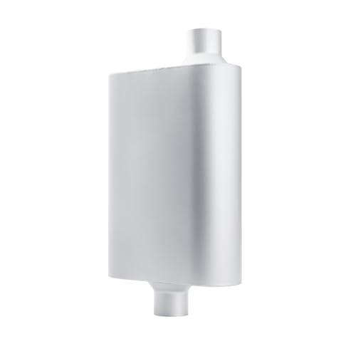 Image of A-KARCK Universal Exhaust Muffler 2 inch Offset Inlet 2 inch Dual Outlet, 17.3 inch Overall Length Aluminized Steel Aggressive Sound Race Muffler for Cars, Trucks