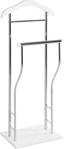 HAKU Valet de chambre pour chambre à coucher Valet de chambre multifonctionnel Salle de bain Chrome, blanc, MDF Métal - Dimensions : L 45 x H 110 x P 30 cm,...