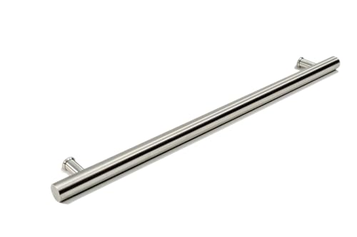 24 Inches Long 1-Sided Modern Stainless Steel Front Door Handle Brushed Nickel Satin Finish, Door Handle Pull for Home Commercial Store Single or Double Doors Barn Doors, 2 Feet Round Shaped Bar