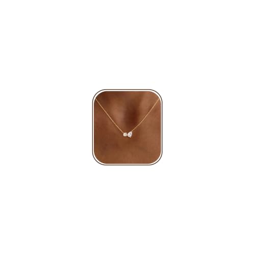 HLJEO Dainty Gold Necklace For Women, Simple Cubic Zirconia Necklace 14K Gold Plated Cute Rhinestone Pendant Necklaces For Women Trendy Fashion Waterproof Choker Necklaces Hoco Womens Jewelry