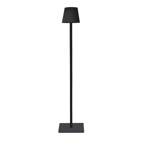 Spetebo Lampadaire LED sur batterie en métal noir rechargeable par USB - 123 x 16 cm - Lampe de salon à intensité variable avec commande tactile sans fil -...