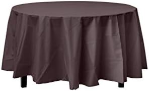 Exquisite 12-Pack Premium Plastic 84-Inch Round Tablecloth - Brown