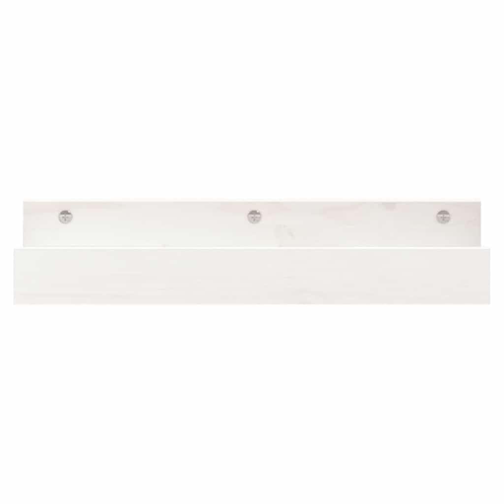 Półki ścienne z litego drewna sosnowego, zestaw 2 sztuk, białe, 50 x 12 x 9 cm, wiszące, do regału na książki, półka ścienna, dekoracja do salonu, kuchni