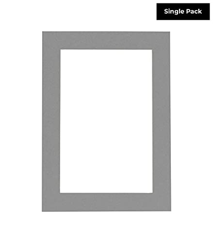 16x20 Mat Bevel Cut for 12x17 Photos - Acid Free Mid Grey Precut Matboard - For Pictures, Photos, Framing - 4-ply Thickness