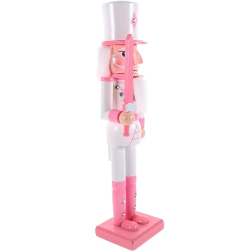 Casse-Noisette en Bois GARVALON 38 CM Rose pour Décoration de Noël