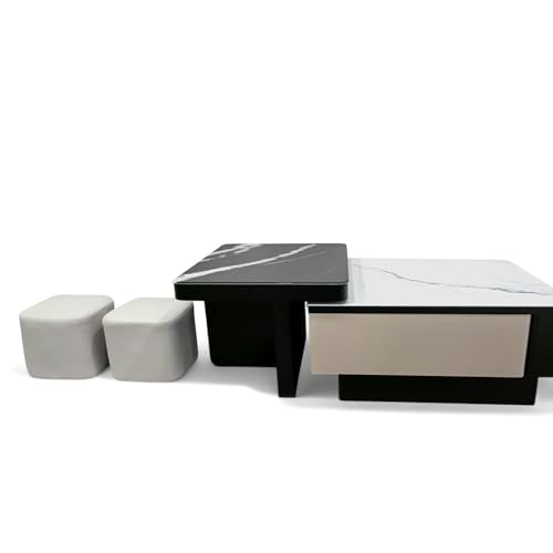 Image of The Attic Louis Coffee Table Set with 2 stools, Modern Coffee Table for Living Room