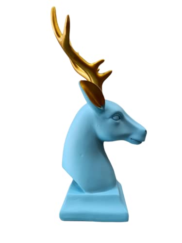Image of AUGEN Polyresin Blue Deer Idol Statue Showpiece for Home Decor Decoration and Gifting (1 Piece,9830D)