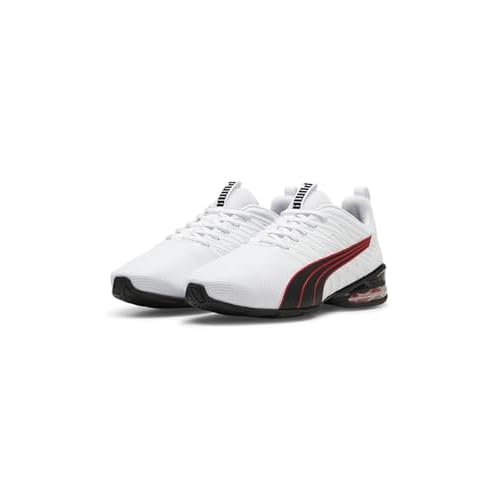 PUMA Unisex Adults Voltaic EVO Light Road Running Shoe, PUMA White-PUMA Black-FOR All Time Red, 41 EU
