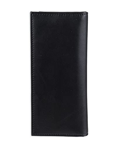 Tommy Hilfiger Leather Secretary Wallet - Slim Long Multipurpose Versatile Vertical Bifold Checkbook Cover, Black #TOP2