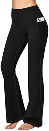 Heathyoga Bootcut Yoga Pants for Women with Pockets High Waisted Workout Pants for Women Bootleg Work Pants Dress Pants (Black, XXX-Large)