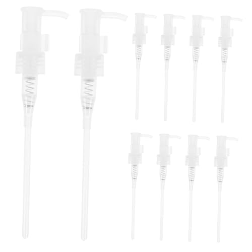 Healeved 10 Stück Teiliges Lotion Spender Ersatzpumpe Kunststoff Pumpkopf mit Langer Saugleitung für Kosmetikflaschen Kompatibel mit Make Up Entferner Shampoo Lotion Einfache Montage und