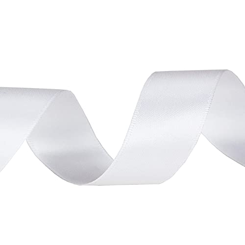 Image of Solid Color Double Faced White Satin Ribbon 1-1 /2 inch X 25 Yards, Ribbons Perfect for Crafts, Wedding Decor, Bow Making, Sewing, Gift Package Wrapping and More
