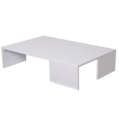 BAKAJI Mesa de café sofá de salón Rectangular Baja de Madera diseño Moderno, Color Blanco, Standard