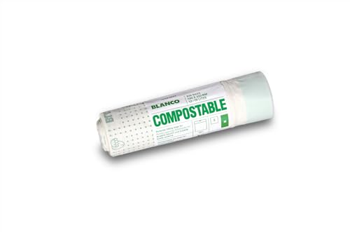 BLANCO Bolsas de basura compostables M (15-19 litros) | con cordón | resistentes | bolsas de basura/bolsas de basura | fácil eliminación | plástico biodegradable | apto para SELECT y FLEXON