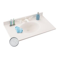 Swan VT01925.131 Ellipse Solid Surface Single-Bowl Vanity Top, 25-in L X 19-in H X 7.25-in H, Tundra