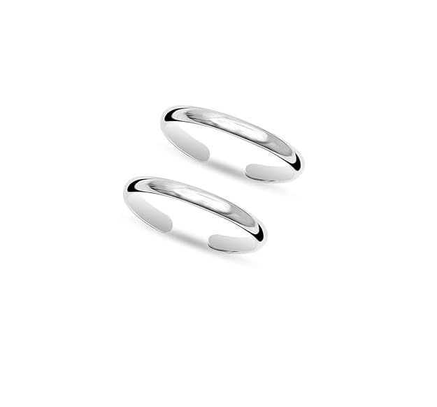 Fashion Accessories Toering Artificial Sterling Silver Abstract Pattern Design Toerings Adjustable Jewelry for Women. One Pair Finger Size Silver Toe Rings. (1 PAIR TOE RING)-image-36