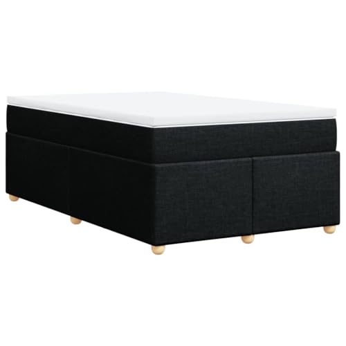 SooIarix Cama con somier con colchón negro, 120 x 190 cm, tela, núcleo de muelles ensacados, somier de láminas, protector de colchón suave, marco de cama estable, cómoda cama familiar para un sueño