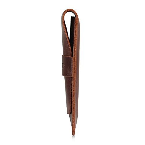 Image of Londo Genuine Leather Pen and Pencil Case with Tuck in Flap, Stationery Bag