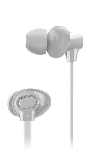 Image of Panasonic Extra Bass in-Ear Wired Earphone with Tangle Free Flat Cable, No-Fall Double Hold in-Ear Design, in Line Remote with Mic (RP-TCM130GEW, White)