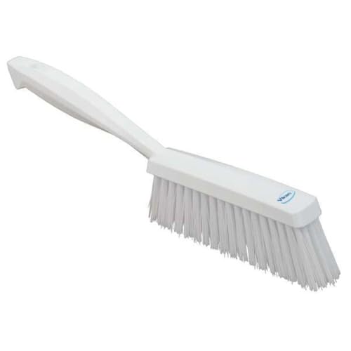 Image of Vikan 45875 Bench Cleaning Brush, Polypropylene /Polyester Soft Bristle Dustpan Brush & Sweeper With Handle, 14-Inch, White