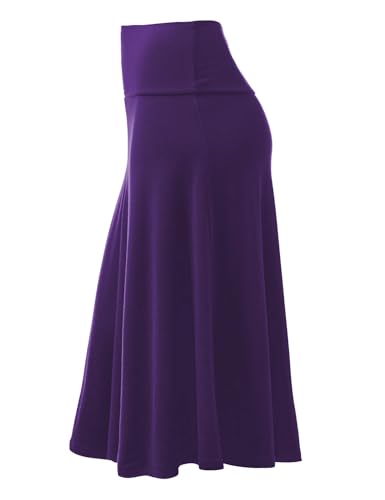Image of FRAULEIN Women's Midi Skirt Wide High Waist Vintage A-Line Flared and Swingy Skirt