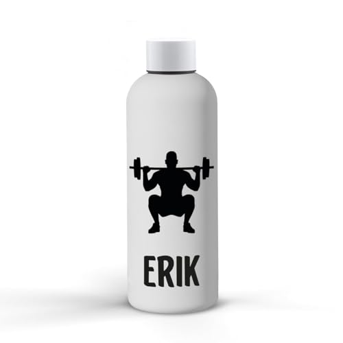 EVYRE | Botella Agua Acero Inoxidable Personalizada con Nombre y Deporte Favorito | Cantimplora Deportiva de 800 ml | Botella de Agua para Gimnasio, Oficina y Actividades al Aire Libre | CROSSFIT