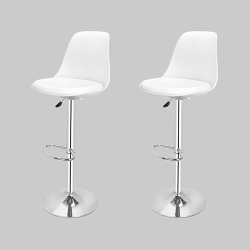 Image of activa Rapid Bar Stool Chair with Height Adjustable Design, Padded Seat & Footrest | Modern Metal Counter Stool for Kitchen, Home, Bar & Cafe Seating | Durable Comfort Chair (White, Set 2)