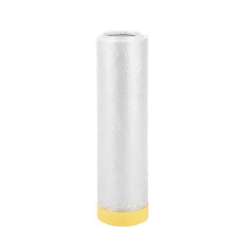 Image of 1 Pcs for Wall Covering Frames Cars Auto Body Paint Supplies Pre-Taped Masking Film Plastic Cover 1000x240cm / 32.81ftx94.49 inch Light Yellow White